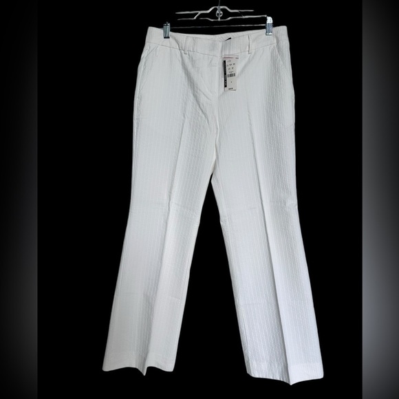 New York & Company Pants - New York & Company White Ribbed Cotton Straight Leg Pants Size 6